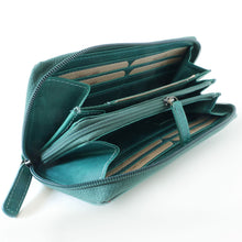 Laden Sie das Bild in den Galerie-Viewer, Reißverschluss Geldbörse TOP SECRET - petrol, Langformat, Echtleder, RFID-Schutz