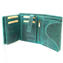 Laden Sie das Bild in den Galerie-Viewer, Geldbörse SWING - petrol, Hochformat, Aussenriegel, tiefes Scheinfach, Echtleder, RFID-Schutz