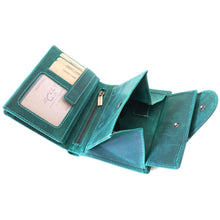 Laden Sie das Bild in den Galerie-Viewer, Geldbörse SWING - petrol, Hochformat, Aussenriegel, tiefes Scheinfach, Echtleder, RFID-Schutz