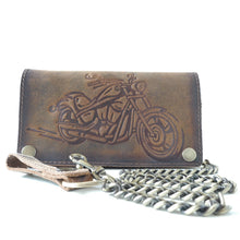 Laden Sie das Bild in den Galerie-Viewer, Naturleder Geldbörse BIKER mit Kette - Langformat, Volllederausstattung , Vintage-Look