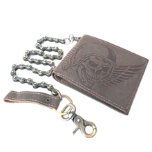 Laden Sie das Bild in den Galerie-Viewer, Naturleder Geldbörse - DEATHWING mit Kette - Querformat, Volllederausstattung , 11 Kartenfächer mit RFID Schutz, 2 Scheinfächer