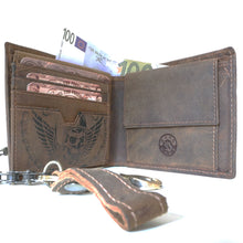 Laden Sie das Bild in den Galerie-Viewer, Naturleder Geldbörse - DEATHWING mit Kette - Querformat, Volllederausstattung , 11 Kartenfächer mit RFID Schutz, 2 Scheinfächer