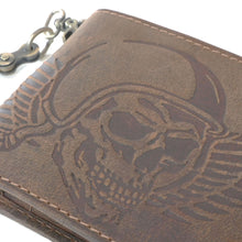 Laden Sie das Bild in den Galerie-Viewer, Naturleder Geldbörse - DEATHWING mit Kette - Querformat, Volllederausstattung , 11 Kartenfächer mit RFID Schutz, 2 Scheinfächer