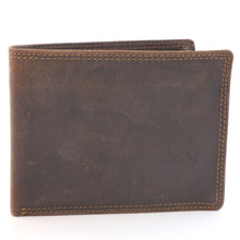 Laden Sie das Bild in den Galerie-Viewer, Herren Voll-Leder Geldbörse im Hochformat, Farbe dunkelbraun, 6 Kartenfächer, RFID-Schutz, 6 Einsteckfächer davon eines mit Sichtfenster. Münzenfach mit Druckknopfverschluss und integriertem Chipfach für Einkaufswagen, 2 Scheinfächer mit Velourledertrennung.