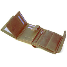 Laden Sie das Bild in den Galerie-Viewer, Geldbörse SWING FLORAL - Farbe Cognac-Braun, Hochformat, Außenriegel, tiefes Scheinfach, Echtleder, RFID-Schutz