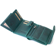 Laden Sie das Bild in den Galerie-Viewer, Geldbörse SWING FLORAL - Petrol, Hochformat, Außenriegel, tiefes Scheinfach, Echtleder, RFID-Schutz