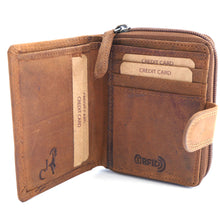 Laden Sie das Bild in den Galerie-Viewer, Naturleder Geldbörse TASCHENFORMAT RV - Reißverschluss und 5 Kartenfächer, RFID-Schutz