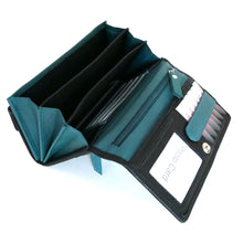 Laden Sie das Bild in den Galerie-Viewer, Geldbörse NICE FLOWERS - türkis, 9 Kartenfächer mit RFID Schutz, 3 Scheinfächer