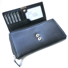 Laden Sie das Bild in den Galerie-Viewer, Leder Geldbörse MASSALA - schwarz - 12 Kartenfaecher - 3 Scheinfaecher - zweigeteiltes Muenzfach