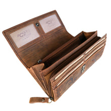 Laden Sie das Bild in den Galerie-Viewer, Naturleder Geldbörse KOLIBRI - braun, 14 Kartenfächer mit RFID Schutz, 2 Scheinfächer