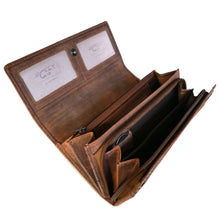 Laden Sie das Bild in den Galerie-Viewer, Naturleder Geldbörse KOLIBRI - braun, 14 Kartenfächer mit RFID Schutz, 2 Scheinfächer