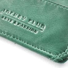 Laden Sie das Bild in den Galerie-Viewer, Reißverschluss Geldboerse im Used Look - grün - 12 Kartenfächer zweigeteiltes Muenzfach und Niet Applikationen aussen