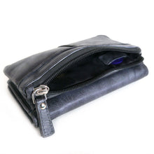 Laden Sie das Bild in den Galerie-Viewer, Reißverschluss Geldbörse LIV & LIZ - grau, 9 Kartenfächer, 1 tiefes Scheinfach, Münzfach mit Reißverschluss, USED-OPTIK, Echtleder