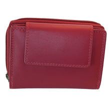 Laden Sie das Bild in den Galerie-Viewer, Roter Ledergeldbeutel mit Reissverschluss Knopf
