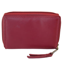 Laden Sie das Bild in den Galerie-Viewer, Roter Ledergeldbeutel mit Reissverschluss Knopf