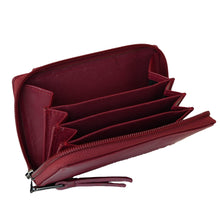 Laden Sie das Bild in den Galerie-Viewer, Roter Ledergeldbeutel mit Reissverschluss Knopf
