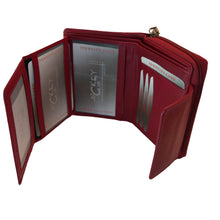 Laden Sie das Bild in den Galerie-Viewer, Roter Ledergeldbeutel mit Reissverschluss Knopf