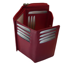 Laden Sie das Bild in den Galerie-Viewer, Roter Ledergeldbeutel mit Reissverschluss Knopf