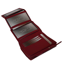 Laden Sie das Bild in den Galerie-Viewer, Roter Ledergeldbeutel mit Reissverschluss Knopf