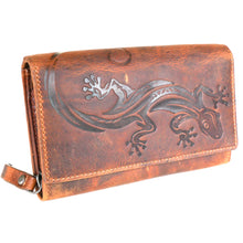Laden Sie das Bild in den Galerie-Viewer, Naturleder Geldbörse LA GECKO - cognac, 8 Kartenfächer mit RFID Schutz, 2 Scheinfächer, 1 Münzfach mit RV