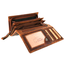 Laden Sie das Bild in den Galerie-Viewer, Naturleder Geldbörse LA GECKO - cognac, 8 Kartenfächer mit RFID Schutz, 2 Scheinfächer, 1 Münzfach mit RV