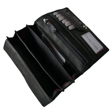 Laden Sie das Bild in den Galerie-Viewer, leder geldbeutel loren s - schwarz, 9 Kartenfaecher, 3 Scheinfaecher