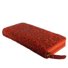 Laden Sie das Bild in den Galerie-Viewer, Geldbeutel Leder rot Reißverschluss