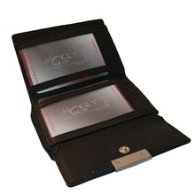 Laden Sie das Bild in den Galerie-Viewer, Geldbeutel Leder mit Knopf und Reissverschluss schwarz