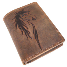 Laden Sie das Bild in den Galerie-Viewer, Naturledergeldbörse HORSE - Hochkant - 10 kartenfächer mit RFID Schutz - 2 Scheinfächer - Volllederausstattung
