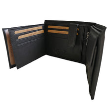 Laden Sie das Bild in den Galerie-Viewer, leder geldbeutel munich- schwarz quer 8 Kartenfaecher mit rfid schutz 2 Scheinfaecher querformat