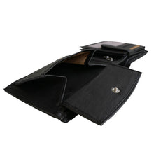 Laden Sie das Bild in den Galerie-Viewer, leder geldbeutel munich- schwarz quer 8 Kartenfaecher mit rfid schutz 2 Scheinfaecher querformat