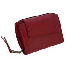 Laden Sie das Bild in den Galerie-Viewer, Roter Ledergeldbeutel mit Reissverschluss Knopf