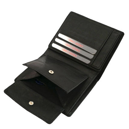Geldbörse SUPER FLACH - hochkant schwarz, 6 Kartenfächer, 2 Scheinfächer