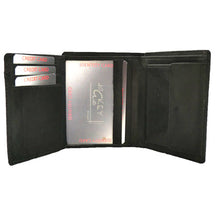 Laden Sie das Bild in den Galerie-Viewer, Rindleder Geldboerse SUPER FLACH - hochkant schwarz mit 6 Kartenfaecher und 2 Scheinfaecher online kaufen