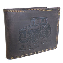 Laden Sie das Bild in den Galerie-Viewer, Naturleder Geldbörse TRAKTOR - Querformat, braun, 11 Kartenfächer mit RFID Schutz, 2 Scheinfächer