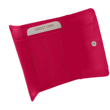 Laden Sie das Bild in den Galerie-Viewer, MINI Wickel Portemonnaies - Leder, pink, 2 Kartenfächer, 1 Scheinfach