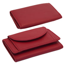 Laden Sie das Bild in den Galerie-Viewer, Mini Wickel Portemonnaies in rotem Leder mit zwei Kartenfaecher und einem Scheinfach online kaufen