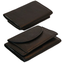 Laden Sie das Bild in den Galerie-Viewer, Mini Wickel Portemonnaies in schwarzem Leder mit zwei Kartenfaecher und einem Scheinfach online kaufen