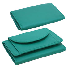 Laden Sie das Bild in den Galerie-Viewer, MINI Wickel Portemonnaies - Leder, türkis, 2 Kartenfächer, 1 Scheinfach