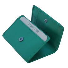 Laden Sie das Bild in den Galerie-Viewer, MINI Wickel Portemonnaies - Leder, türkis, 2 Kartenfächer, 1 Scheinfach