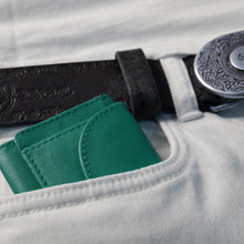 Laden Sie das Bild in den Galerie-Viewer, MINI Wickel Portemonnaies - Leder, türkis, 2 Kartenfächer, 1 Scheinfach