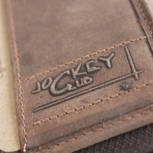 Laden Sie das Bild in den Galerie-Viewer, geldbeutel naturleder braun mit reissverschluss und tribal tattoo