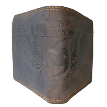 Laden Sie das Bild in den Galerie-Viewer, geldbeutel naturleder braun volllederausstattung praegung eagle wings