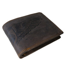 Laden Sie das Bild in den Galerie-Viewer, geldbeutel naturleder braun volllederausstattung praegung eagle wings