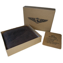 Laden Sie das Bild in den Galerie-Viewer, geldbeutel naturleder braun volllederausstattung praegung eagle wings