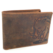Laden Sie das Bild in den Galerie-Viewer, Naturleder Geldbörse WILDSCHWEIN - Querformat, Voll-Lederausstattung , 6 Kartenfächer mit RFID Schutz, 2 Scheinfächer