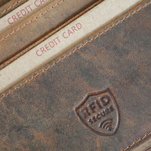 Laden Sie das Bild in den Galerie-Viewer, Naturleder Geldbörse WILDSCHWEIN - Querformat, Voll-Lederausstattung , 6 Kartenfächer mit RFID Schutz, 2 Scheinfächer