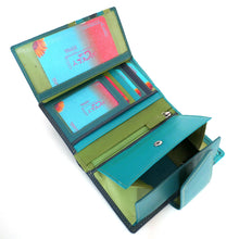 Laden Sie das Bild in den Galerie-Viewer, Geldbörse BO-KAAP L&L - Oceanblau, Multicolor, 12 Kartenfächer, 2 Scheinfächer, Echtleder, RFID-Schutz