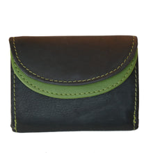 Laden Sie das Bild in den Galerie-Viewer, Geldboerse mini Leder schwarz gruen