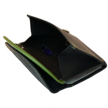 Laden Sie das Bild in den Galerie-Viewer, Geldboerse mini Leder schwarz gruen
